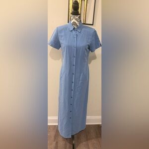 Vintage Talbots Blue Button Front Shirt Dress Size 4